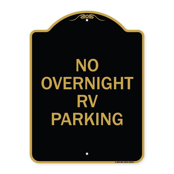 Signmission Designer Series Sign No Overnight RV Parking, Black & Gold Aluminum Sign, 18" x 24", BG-1824-23824 A-DES-BG-1824-23824